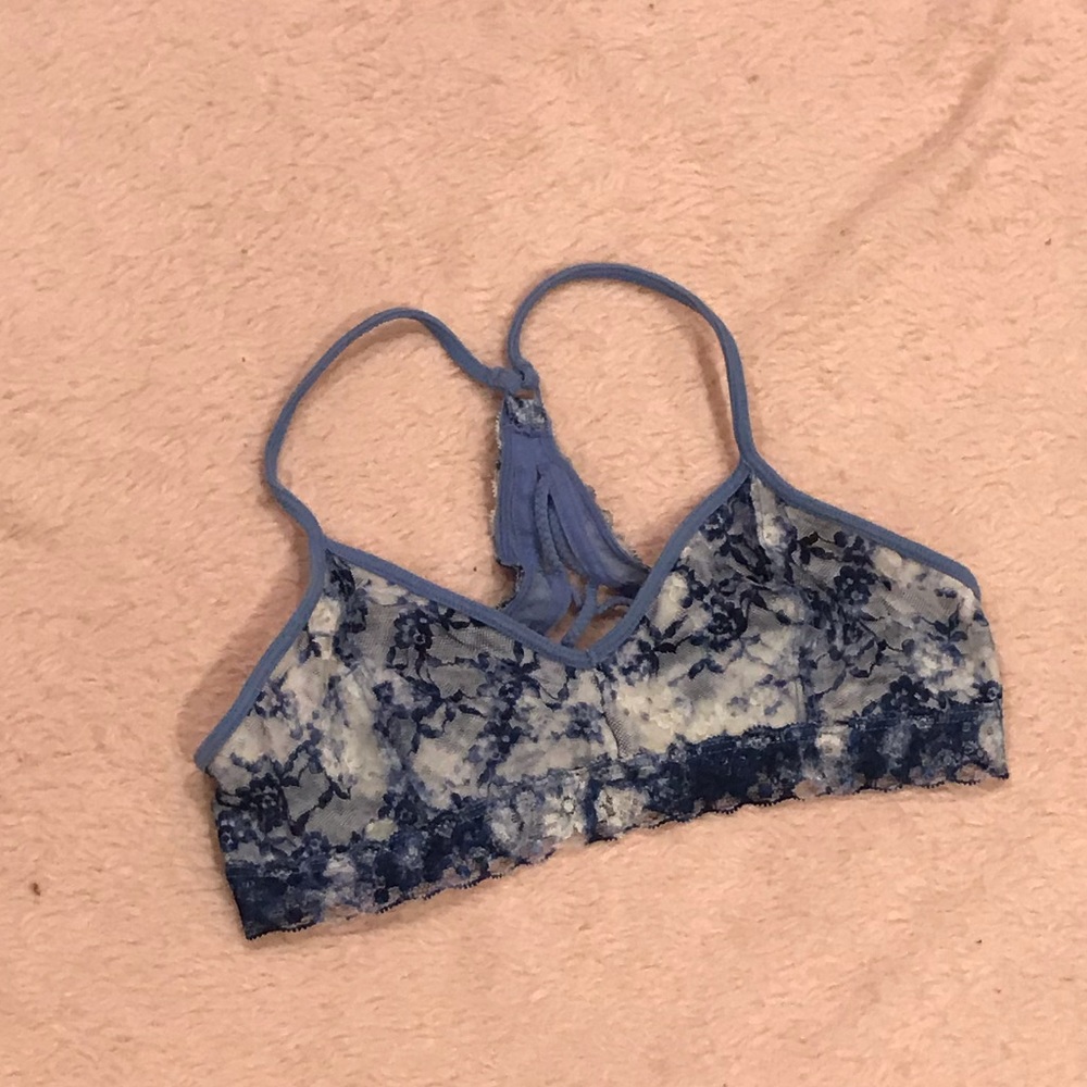 Blue lace bra